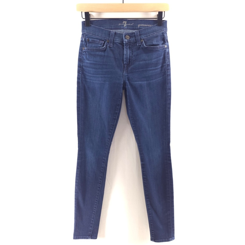 7 For All Mankind Women Jeans Gwenevere 24 Dark Blue Skinny Stretch‎ Low Rise